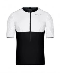 ROKA Men's Gen II Elite Aero Short Sleeve Tri Top - White/Black